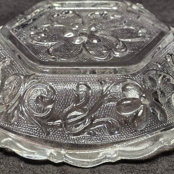 Indiana Glass Clear Hexagonal Embossed Flower Bowl Decorative Dish - Picture 5 of 8